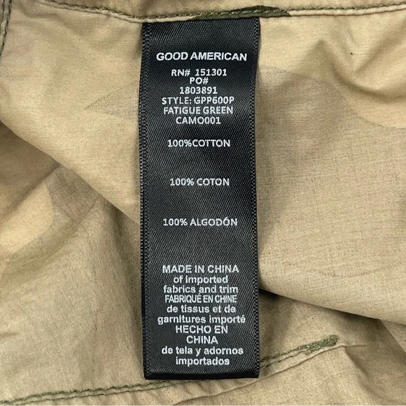 ANTHROPOLOGIE GOOD AMERICAN Women's Camo Cargo Parachute Pants Size Medium - Picture 6 of 10